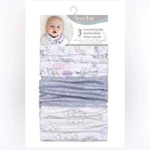 NWT Baby Unisex Trend Lab® Unicorn Dreamer 3pk. Infinity Bib Set